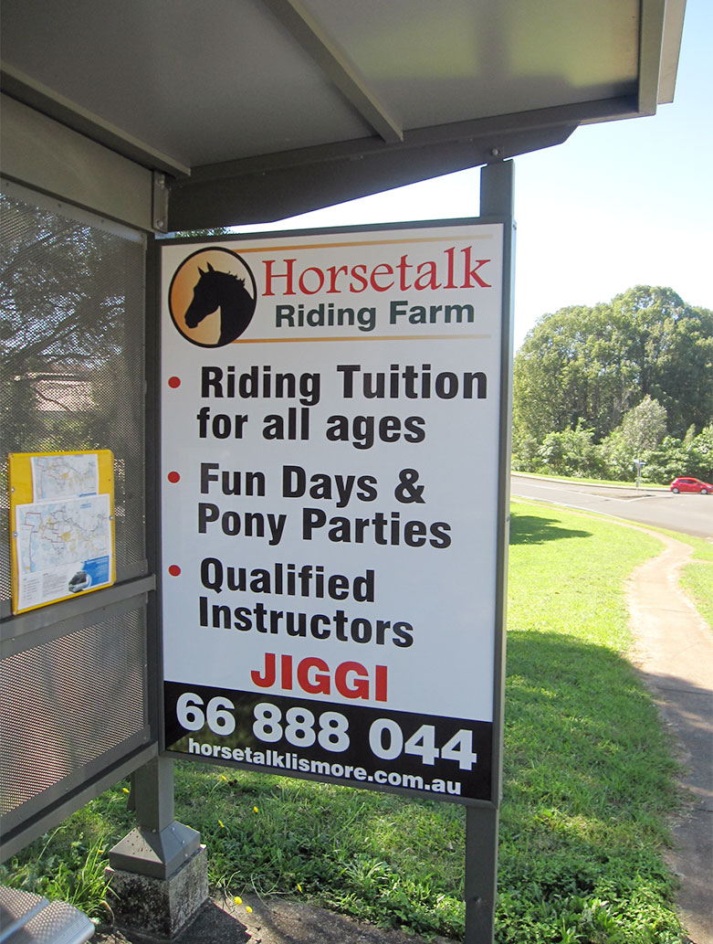 Horsetalk Riding Farm Bus Shelter Advertising
